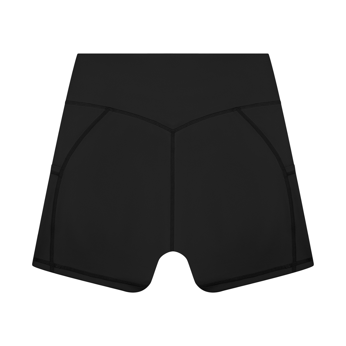 Women's High Rise Pocket Yoga Shorts in black, alternate angle