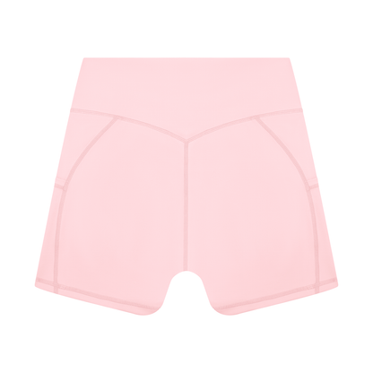 Women's High Rise Pocket Yoga Shorts in light pink, alternate angle