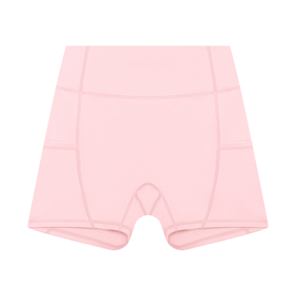 Women's High Rise Pocket Yoga Shorts in light pink