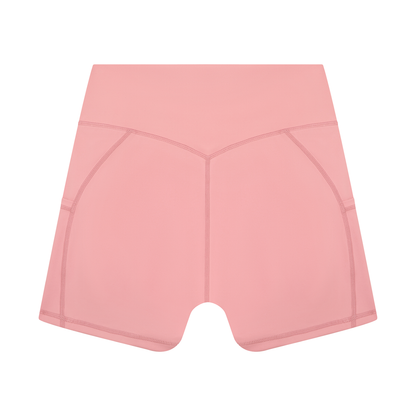 Women's High Rise Pocket Yoga Shorts in pink, alternate angle