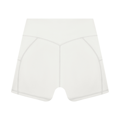 Women's High Rise Pocket Yoga Shorts in white, alternate angle