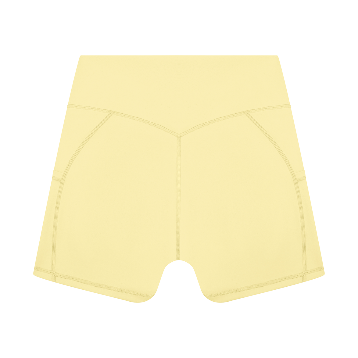 Women's High Rise Pocket Yoga Shorts in yellow, alternate angle