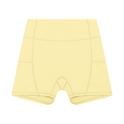 Women's High Rise Pocket Yoga Shorts in yellow