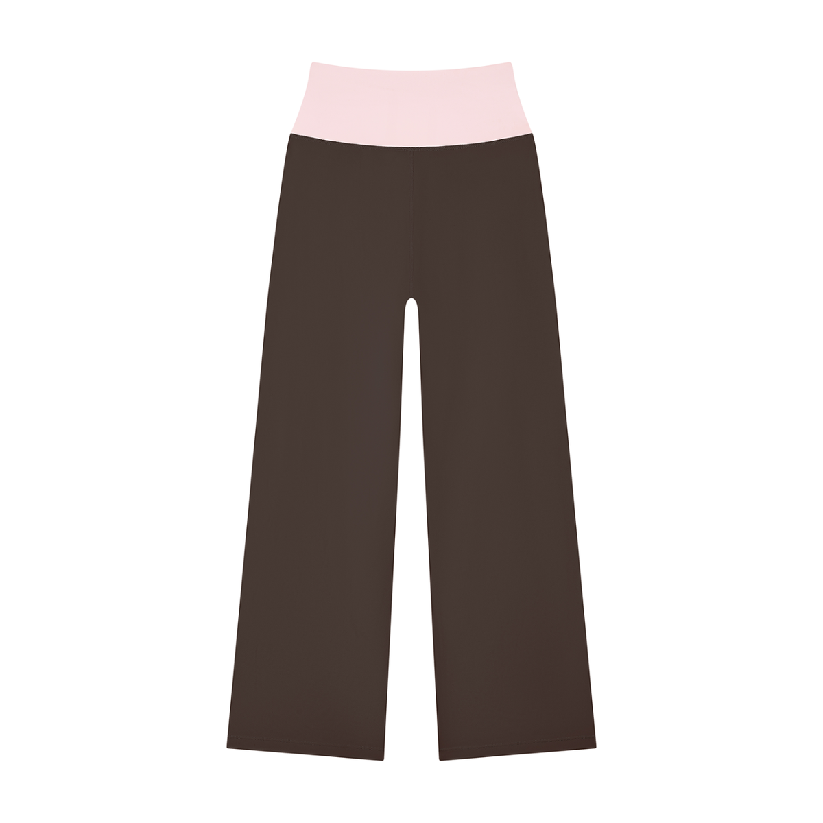 Women's High Rise Straight Leg Yoga Leggings in coffee with light pink, alternate angle