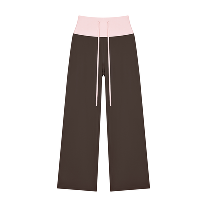 Women's High Rise Straight Leg Yoga Leggings in coffee with light pink