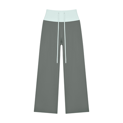 Women's High Rise Straight Leg Yoga Leggings in dark gray with light blue
