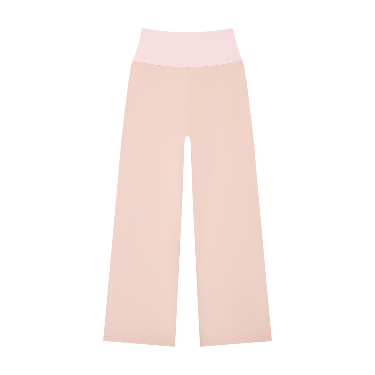 Women's High Rise Straight Leg Yoga Leggings in nude pink with pink, alternate angle