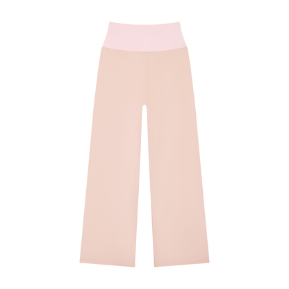 Women's High Rise Straight Leg Yoga Leggings in nude pink with pink, alternate angle
