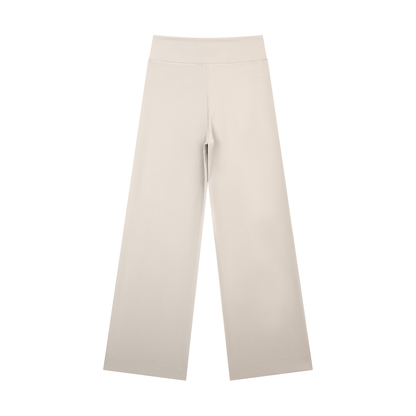 Women's High Rise Straight Leg Yoga Pants in beige, alternate angle
