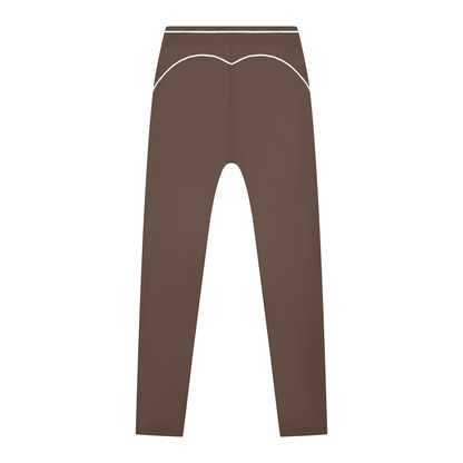 Women's High Rise Topstitching Leggings in coffee, alternate angle