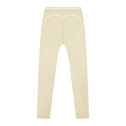 Women's High Rise Topstitching Leggings in light apricot, alternate angle
