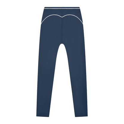 Women's High Rise Topstitching Leggings in navy blue, alternate angle