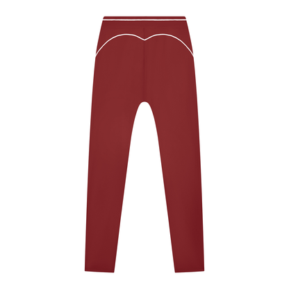 Women's High Rise Topstitching Leggings in red, alternate angle