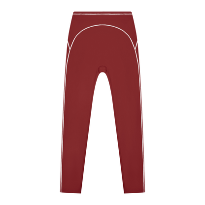 Women's High Rise Topstitching Leggings in red
