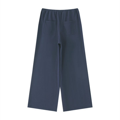 Women's High-Rise Wide Leg Drawstring Sweatpants in navy blue, alternate angle