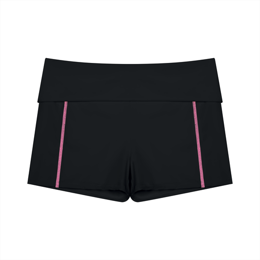 Women's High Waist Topstitched Yoga Biker Shorts in black