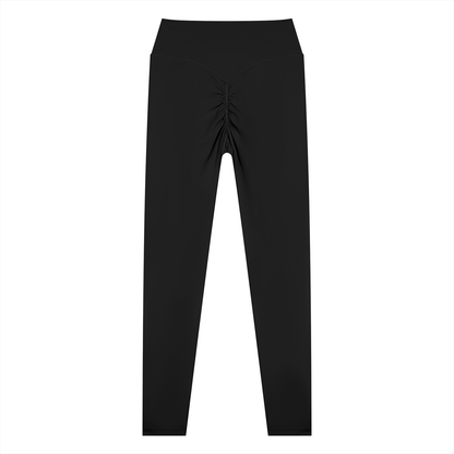 Women's High Waisted Ankle Length Yoga Leggings in black, alternate angle