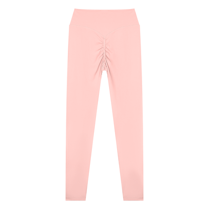 Women's High Waisted Ankle Length Yoga Leggings in pink, alternate angle