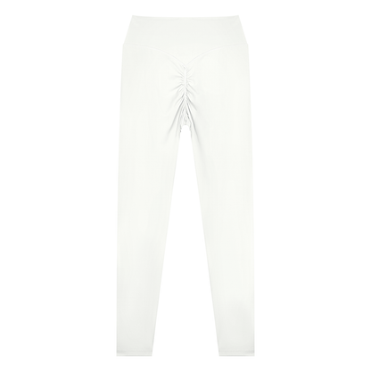 Women's High Waisted Ankle Length Yoga Leggings in white, alternate angle