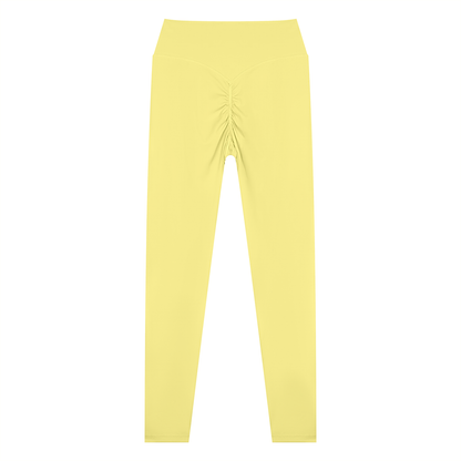 Women's High Waisted Ankle Length Yoga Leggings in yellow, alternate angle