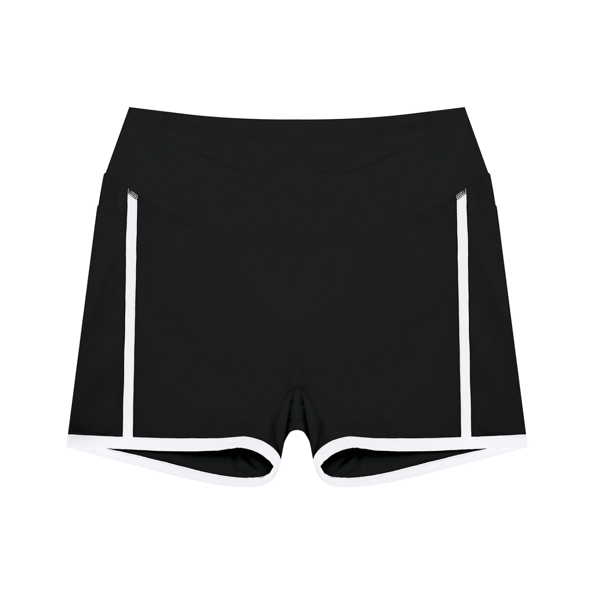Women's High Waisted Color Block Biker Shorts in black with white