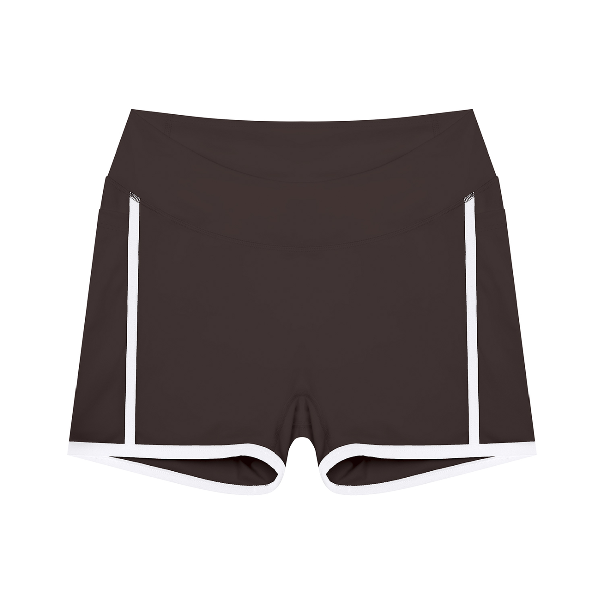 Women's High Waisted Color Block Biker Shorts in brown with white