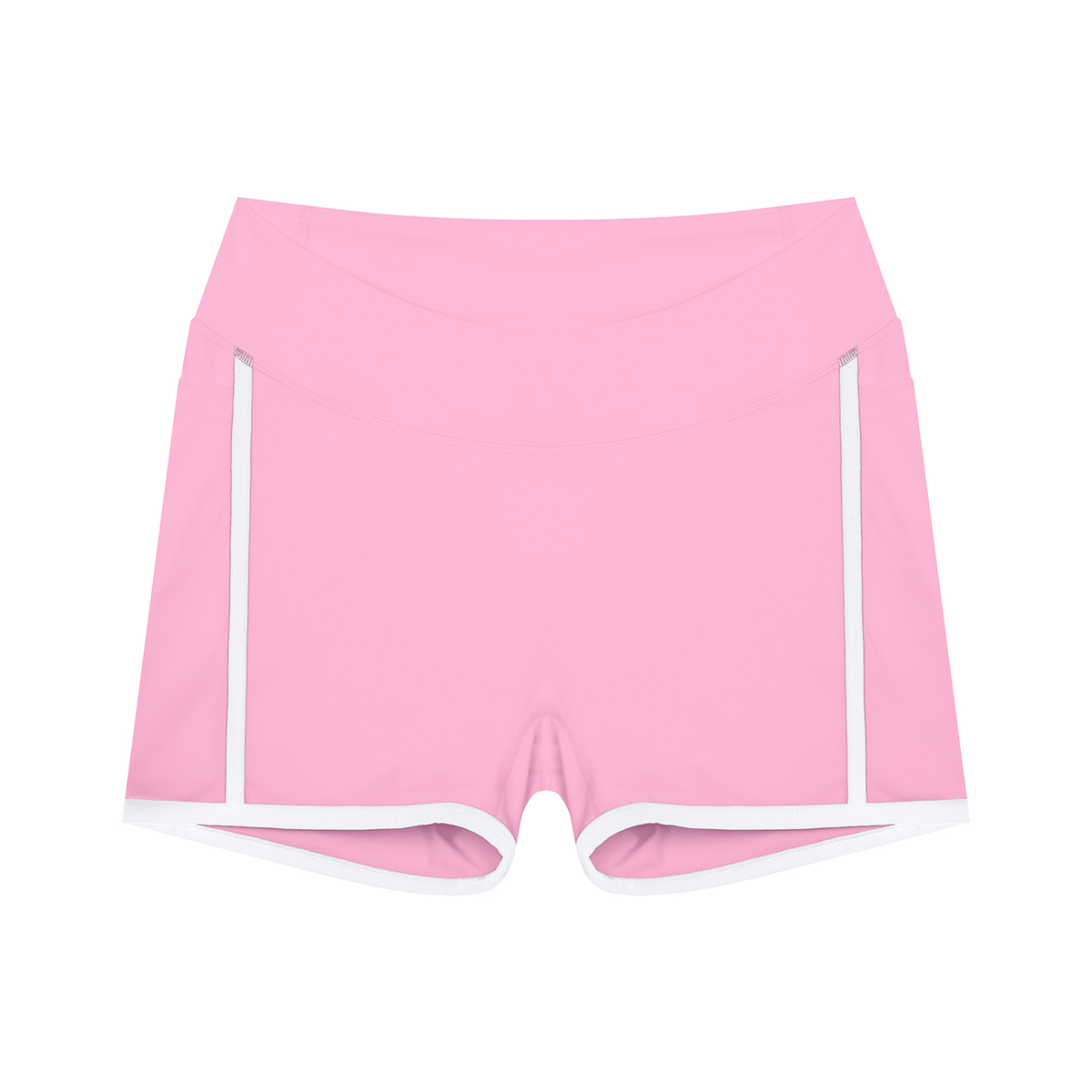 Women's High Waisted Color Block Biker Shorts in pink with white