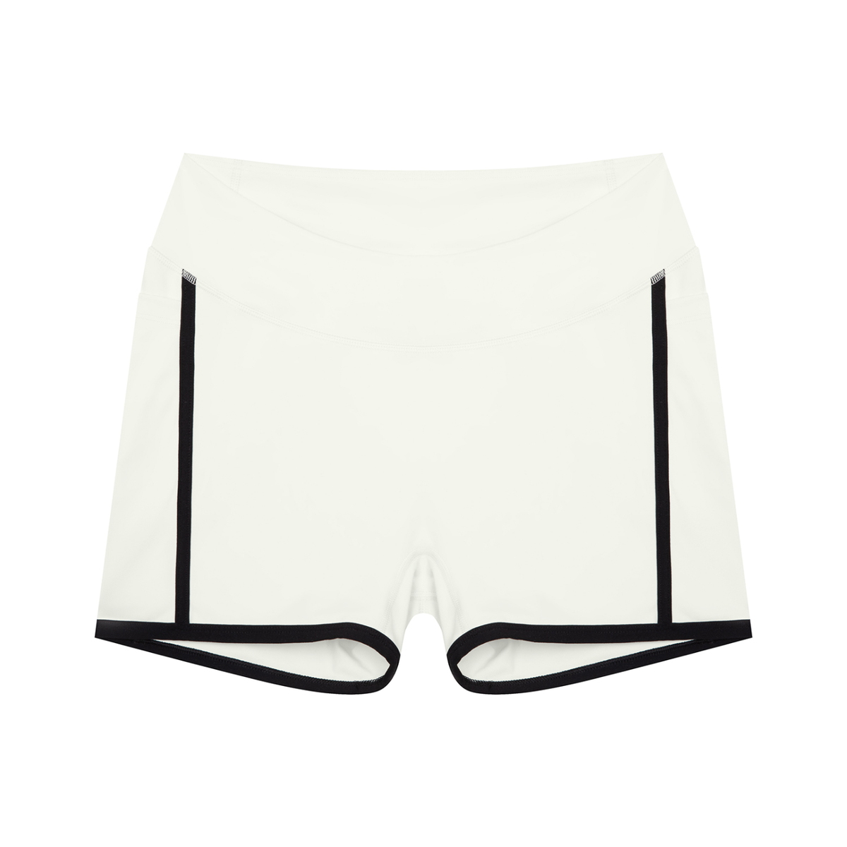 Women's High Waisted Color Block Biker Shorts in white gray with black