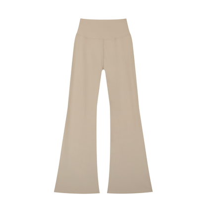 Women's High-Waisted Flare Leggings in khaki ash, alternate angle