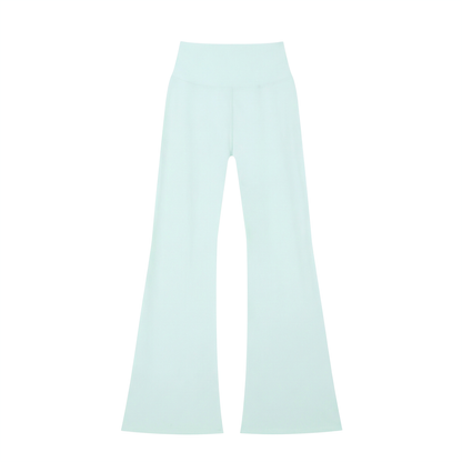 Women's High-Waisted Flare Leggings in light blue, alternate angle