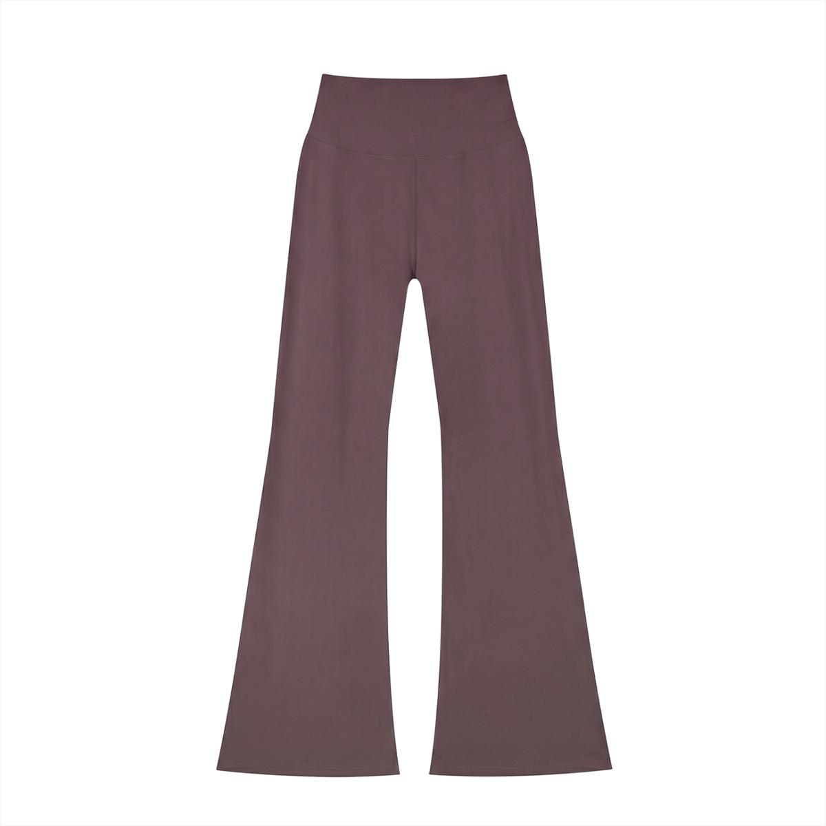 Women's High-Waisted Flare Leggings in plum purple, alternate angle