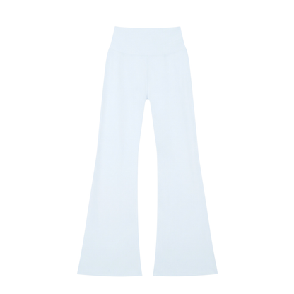 Women's High-Waisted Flare Leggings in sky blue, alternate angle