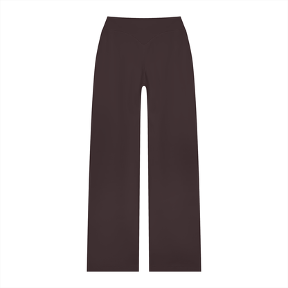Women's High Waisted Straight Leg Yoga Pants in brown, alternate angle