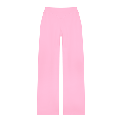 Women's High Waisted Straight Leg Yoga Pants in pink, alternate angle