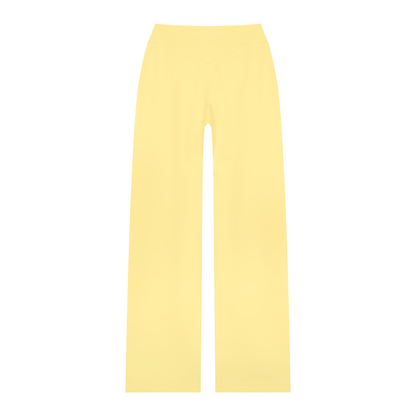 Women's High Waisted Straight Leg Yoga Pants in yellow, alternate angle