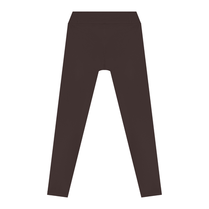 Women's High Waisted Tapered Yoga Leggings in brown, alternate angle
