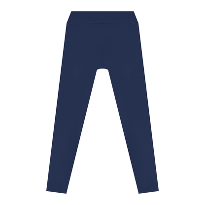 Women's High Waisted Tapered Yoga Leggings in navy blue, alternate angle