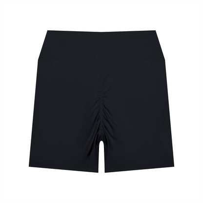 Women's High Waisted Yoga Biker Shorts in black, alternate angle