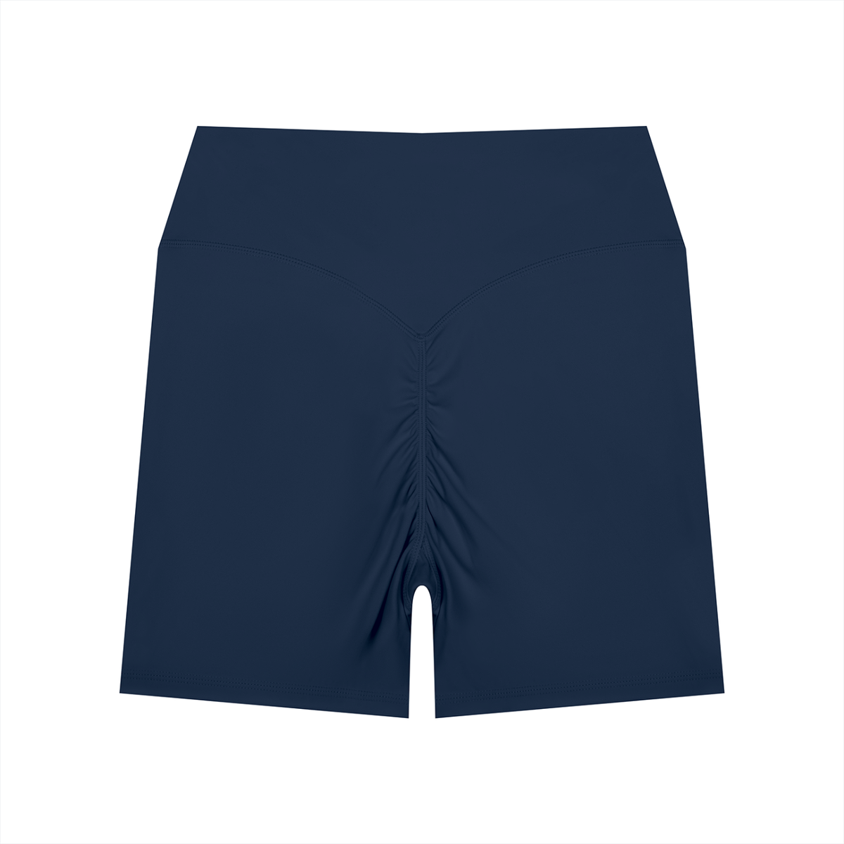 Women's High Waisted Yoga Biker Shorts in navy blue, alternate angle