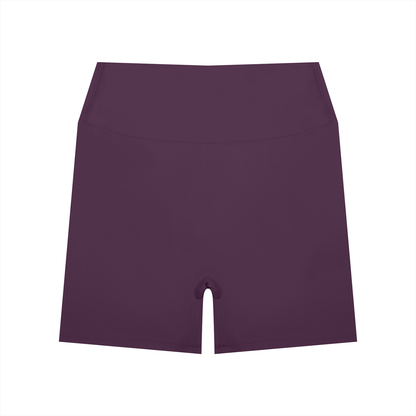 Women's High Waisted Yoga Biker Shorts in plum purple
