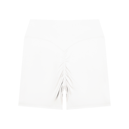Women's High Waisted Yoga Biker Shorts in white, alternate angle