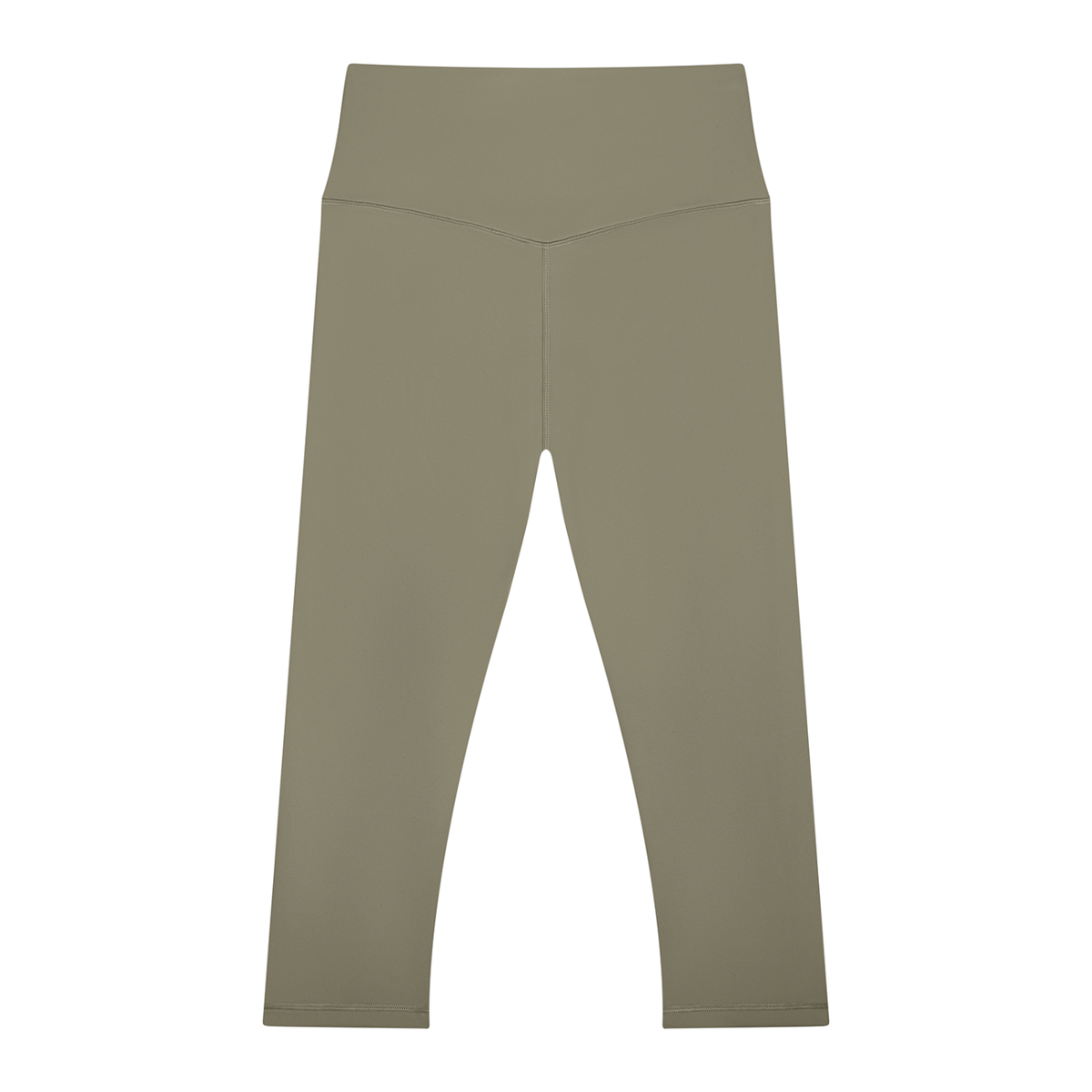 Women's High Waisted Yoga Capri Leggings in gray green, alternate angle