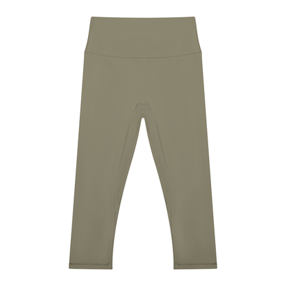 Women's High Waisted Yoga Capri Leggings in gray green