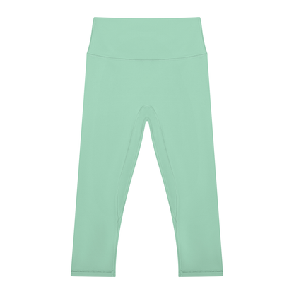 Women's High Waisted Yoga Capri Leggings in mint green