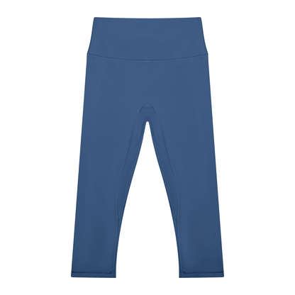 Women's High Waisted Yoga Capri Leggings in navy blue
