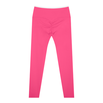 Women's High-Waisted Yoga Leggings in rose pink, alternate angle
