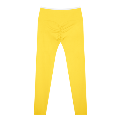 Women's High-Waisted Yoga Leggings in yellow, alternate angle