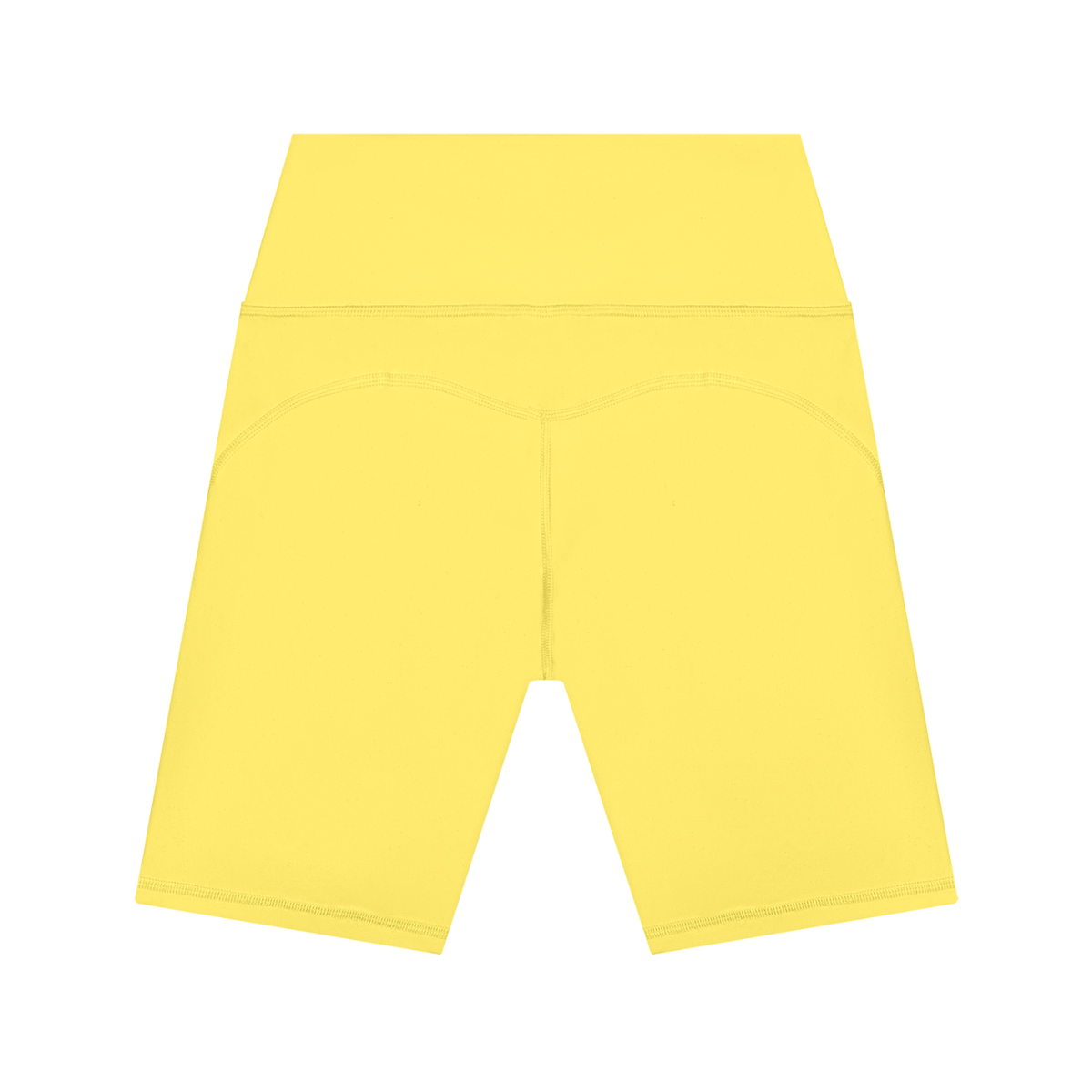 Women's High Waisted Yoga Shorts in lemon yellow, alternate angle