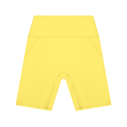 Women's High Waisted Yoga Shorts in lemon yellow