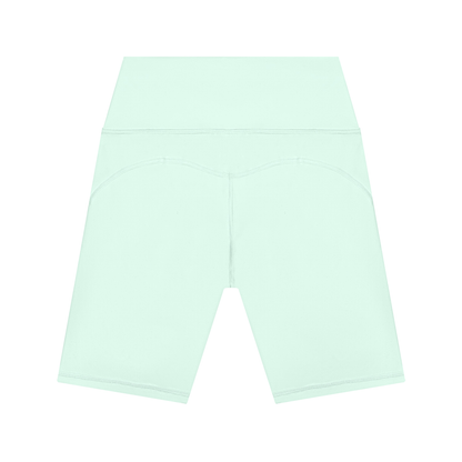 Women's High Waisted Yoga Shorts in mint green, alternate angle